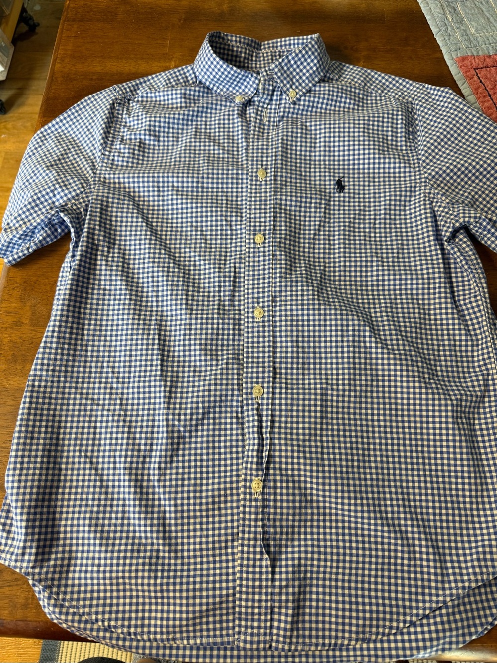 Ralph Lauren Blue and White Gingham Button-Down Shirt